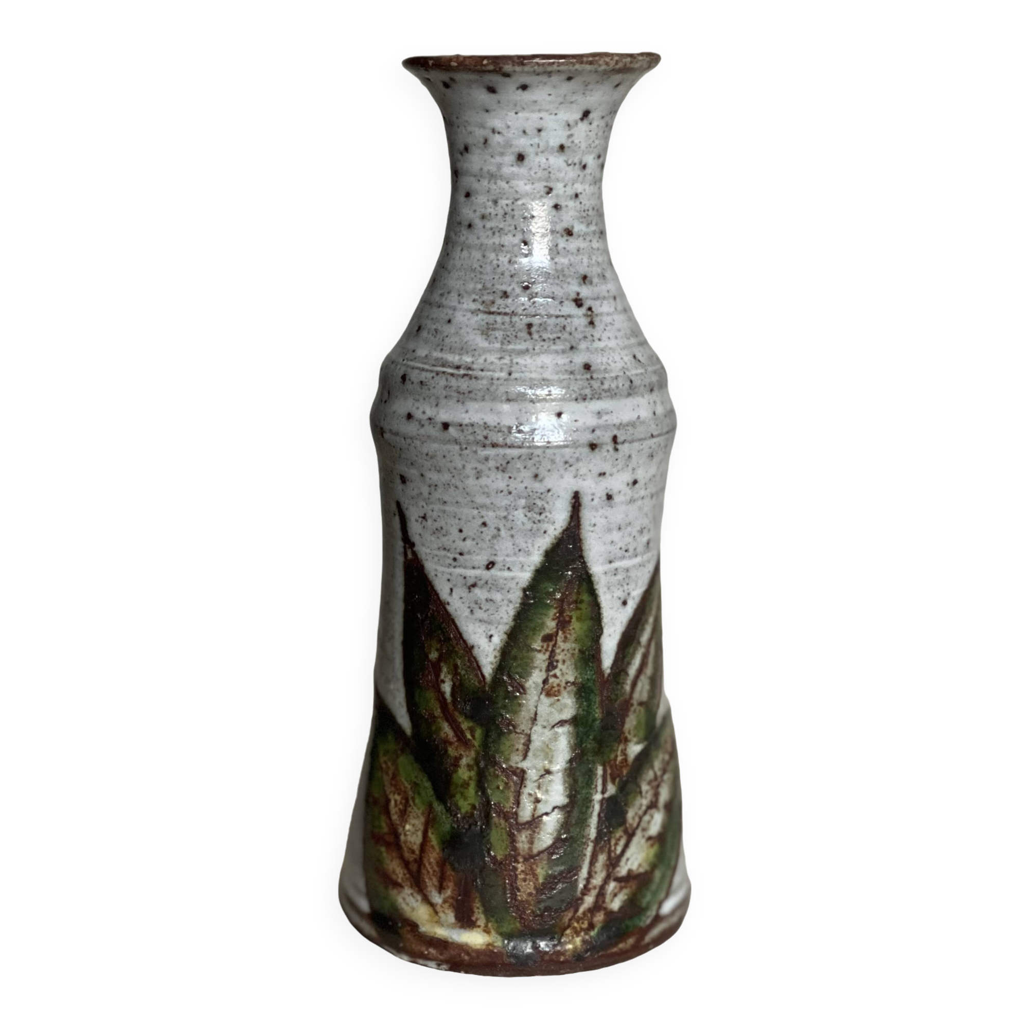 Edmond Guizol's glazed pyrite stoneware vase in Vallauris circa 1960