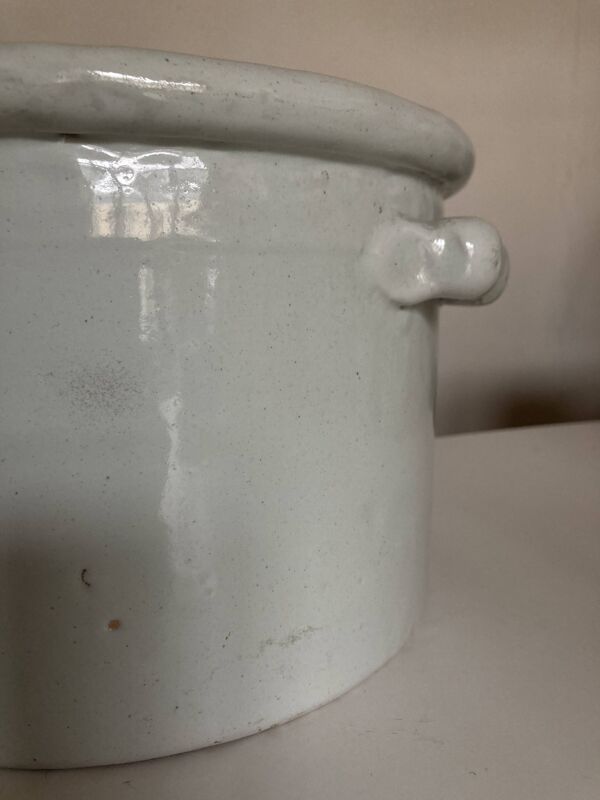 Cache pot XXL blanc en terre vernissée 1960 Italie