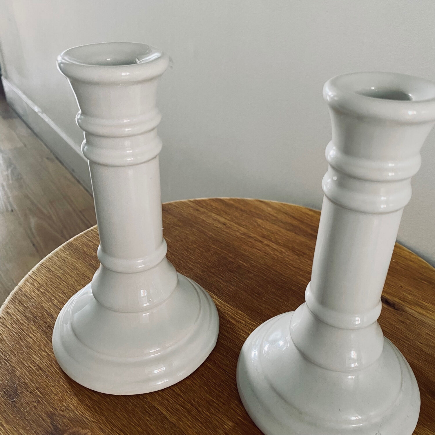 White candle holders