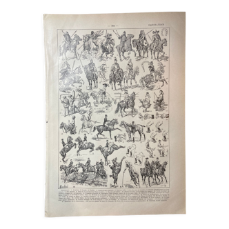 Lithographie sur l'équitation de 1922