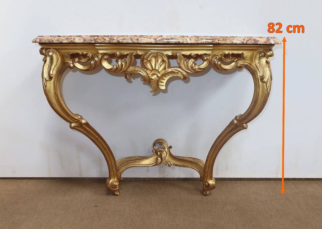 Wall Console in Golden Wood, Louis XV style – Mid 20th century