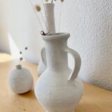 Lot de 3 vases grès blanc