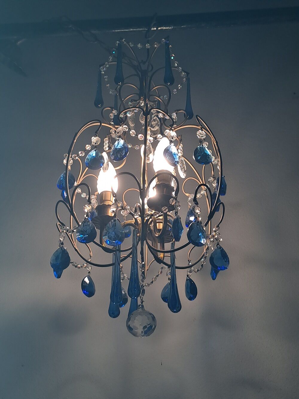 Vintage italian cage chandelier c1940