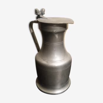 Antique/vintage tin service jug with tassel finishes on lid