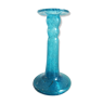 Candlestick in blown blue glass