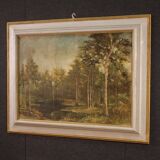 Italian painting signed and dated 1939 wooded landscape
