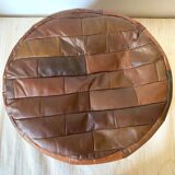 Patchwork leather pouf from the 70s and 80s