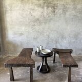 Circular tripod pedestal table with central base, coffee table 50x50x50