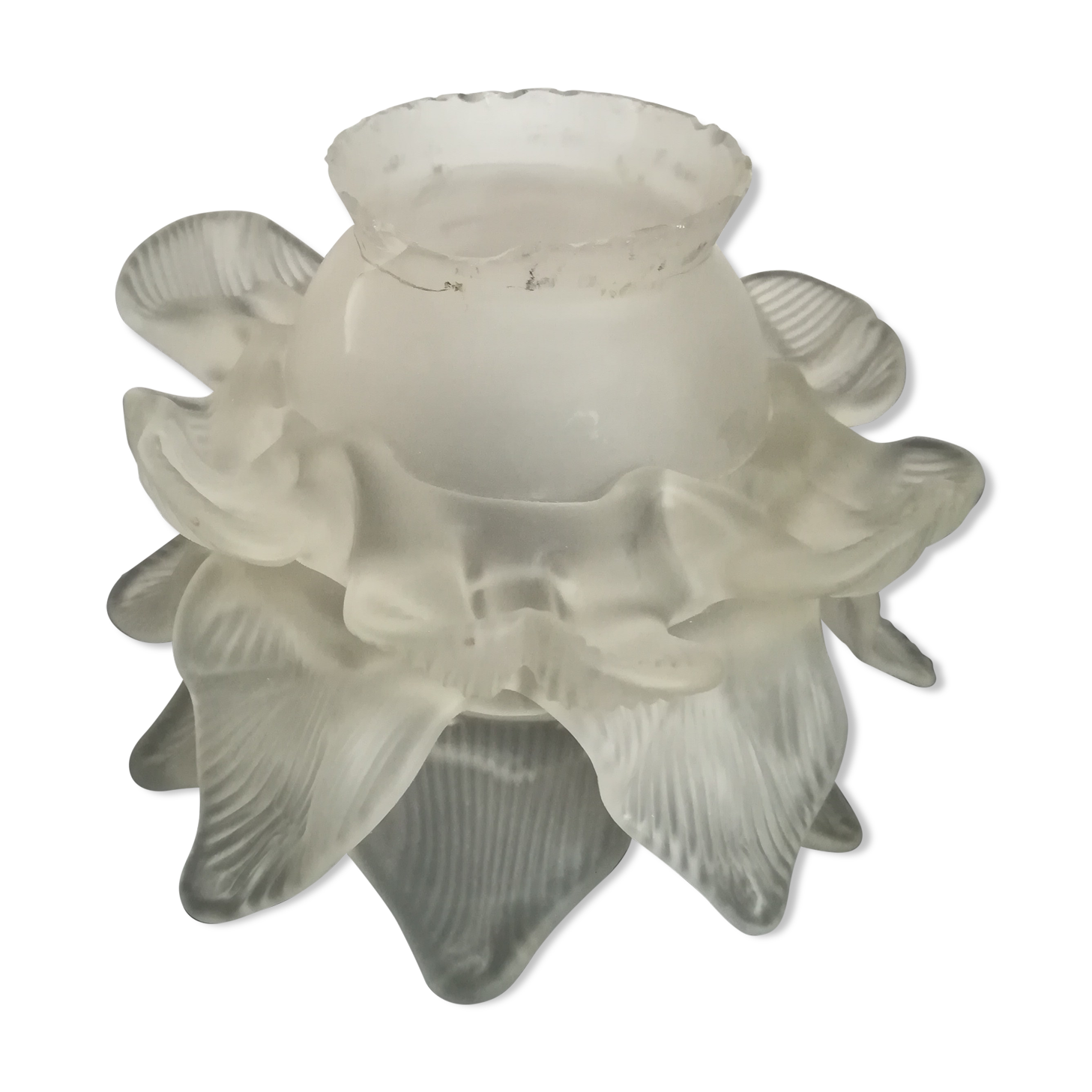 Tulipe, rose pâte de verre blanc