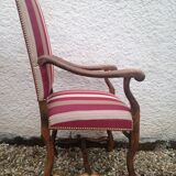 Pair of re-lined Louis XIII armchairs