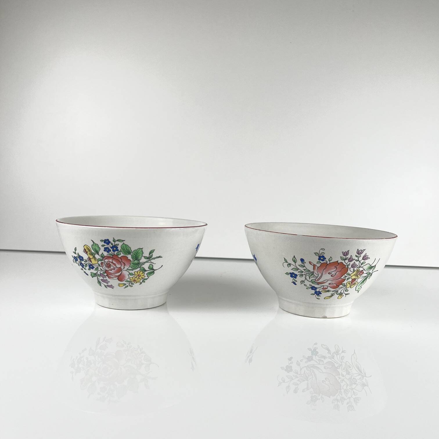 Set of 2 KG Lunéville bowls, street lamp model, early 20th century