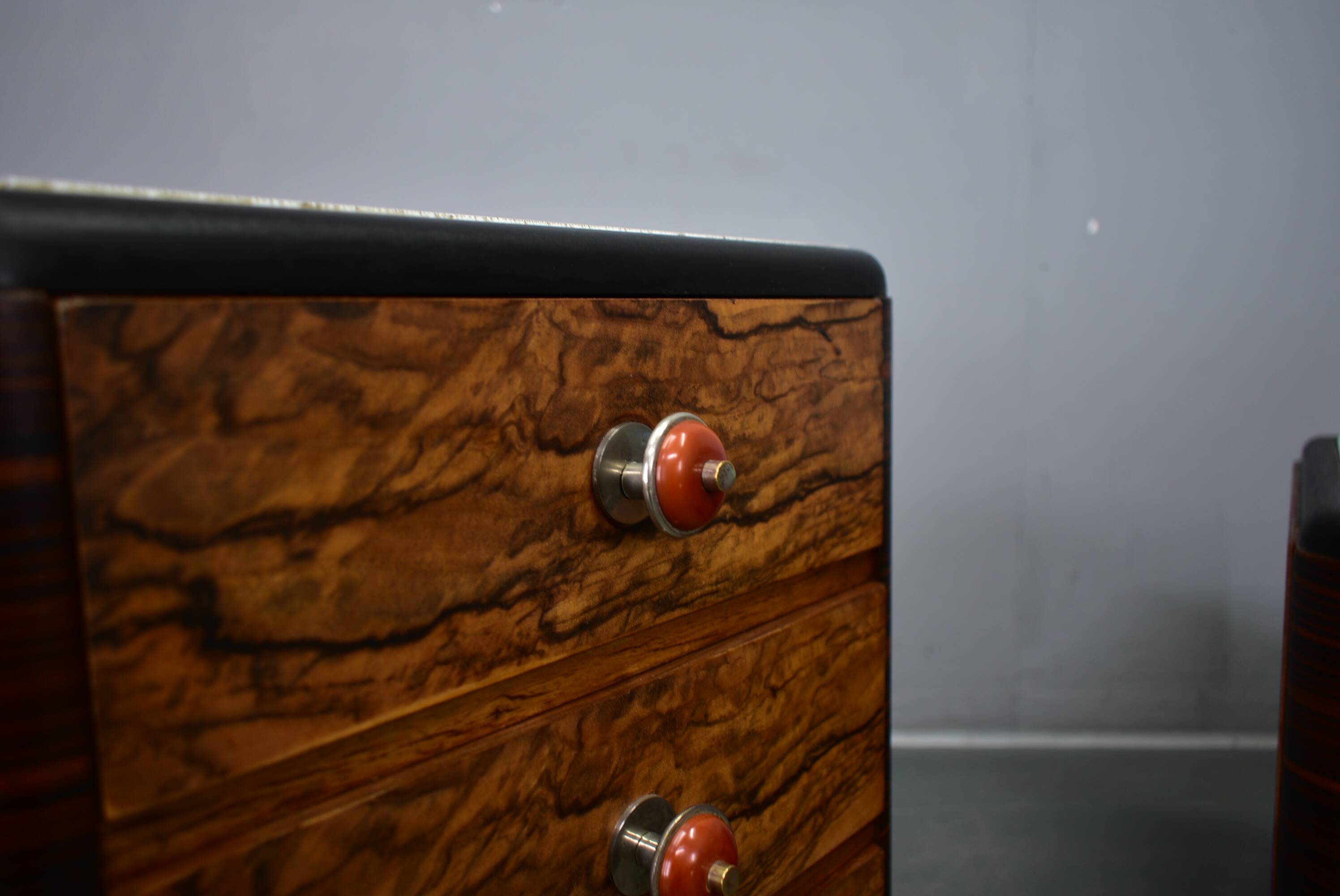 1935s pair of art deco bedside tables, Czechoslovakia