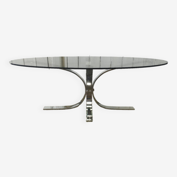 Vintage chrome and smoked glass coffee table