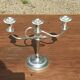 Bougeoir chandelier triple métal patiné