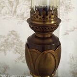 Lampe à poser en bronze et verre, Art Nouveau