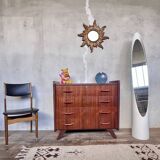 Commode vintage pieds compas poignées scoubidou