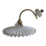 Vintage wall light in notched opaline and gilded brass