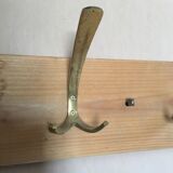 Patère portemanteaux mural vintage 7 crochets laiton bois brut