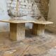 Vintage travertine coffee table duo