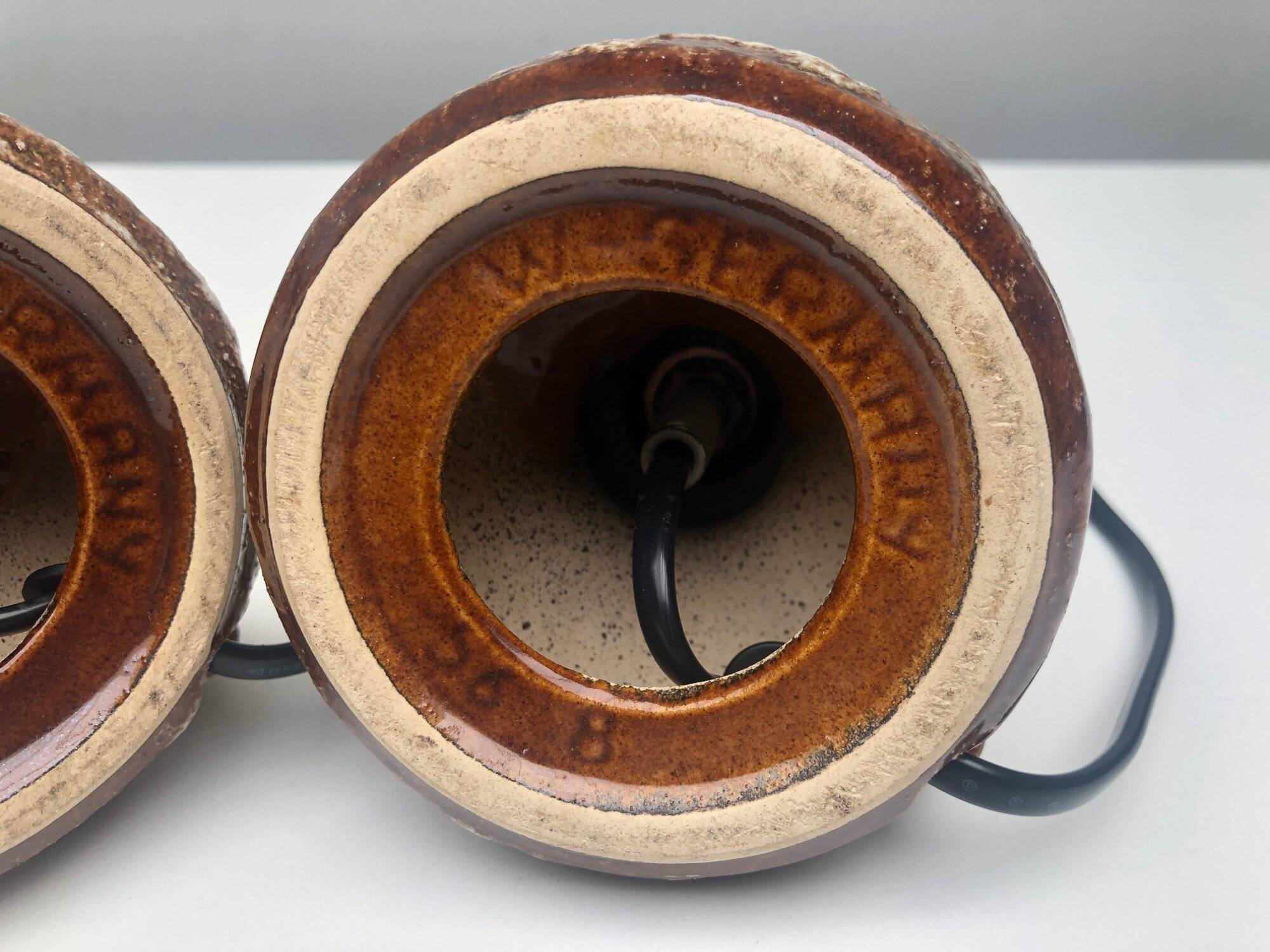 pair of ceramic bedside lamps "Fat-Lava", origin West Germany