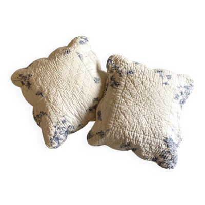 Housses de coussin en coton ancien en toile de Jouy
