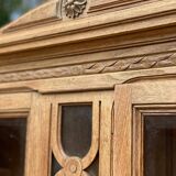 Renovated art deco display case in solid oak and marble 140cm