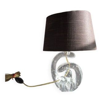 Art deco crystal and fabric lamp