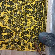 Wool handwoven yellow rug Romanian rug. Teppich. Tapis roumain. Romania