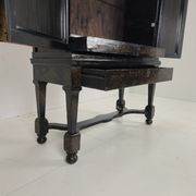 A rare early 18th-century Dutch japanned chinoiserie cabinet, circa 1700