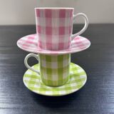 Pair of Vichy decor cups