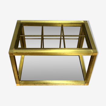 Anna Nora coffee table in gilded brass and circa glass 1960-1970
