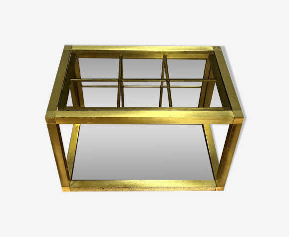Anna Nora coffee table in gilded brass and circa glass 1960-1970