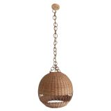 Rustic Wicker Pendant Lamp, Handcrafted in Spain, 40cm Diameter, 1970s
