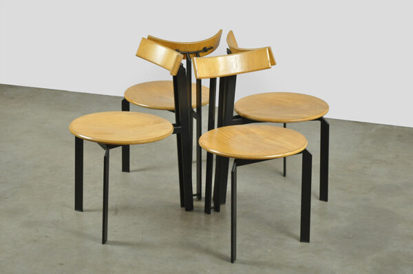 Chaises de salle à manger POST MODERN néerlandaises, Harvink, années 1980