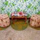 Louis XV style bench with poufs
