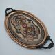 Turkish tea or coffee serving tray in chiseled copper.