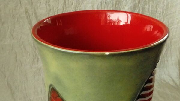 Vase en ceramique fernand elchinger modele fougere annees 1950