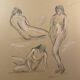 Charcoal painting signed study “the three women”