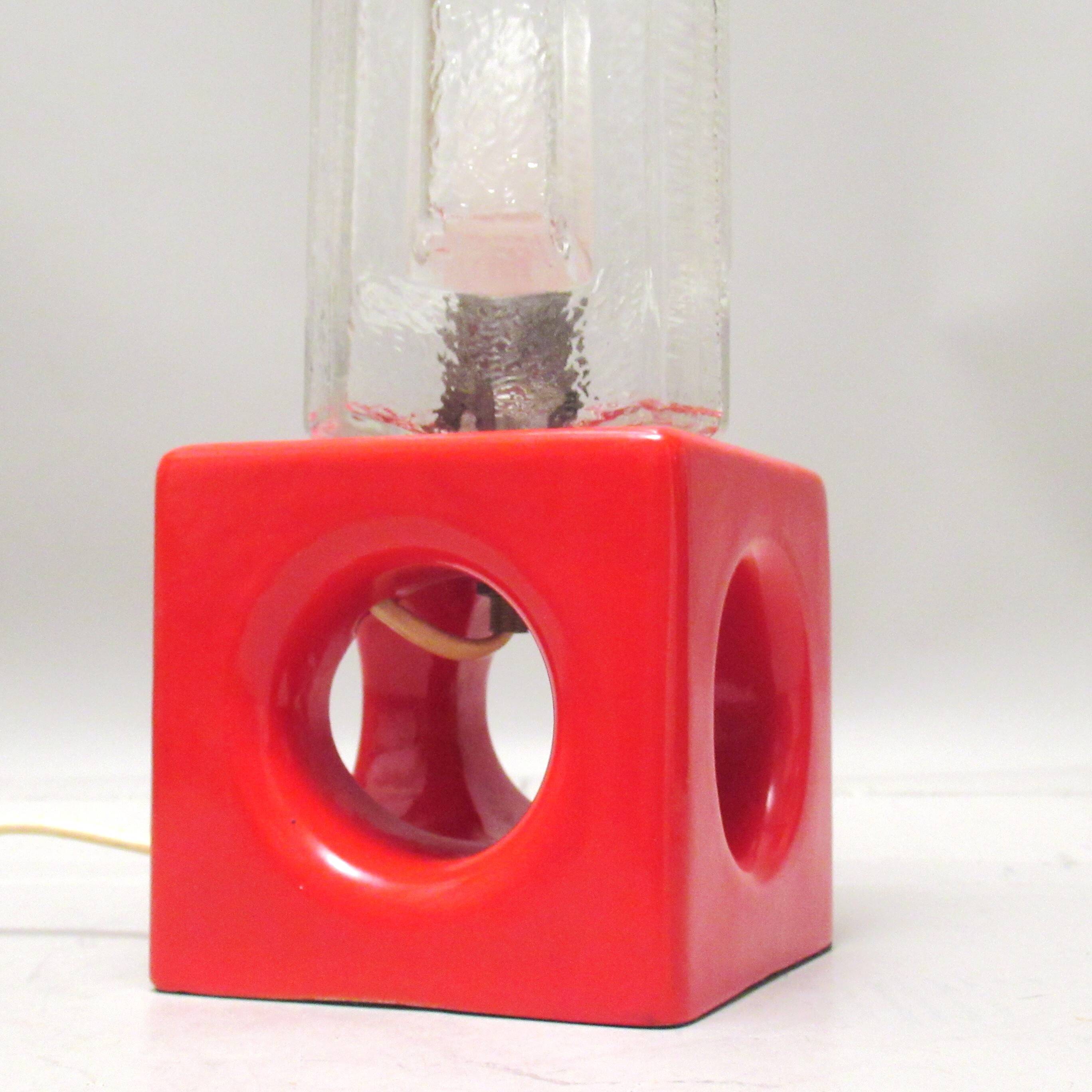 Vintage ceramic and glass lamp from the 1960s.