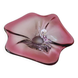 Vide poche forme florale libre. Aux tons roses. Style Murano. Diam 24 cm