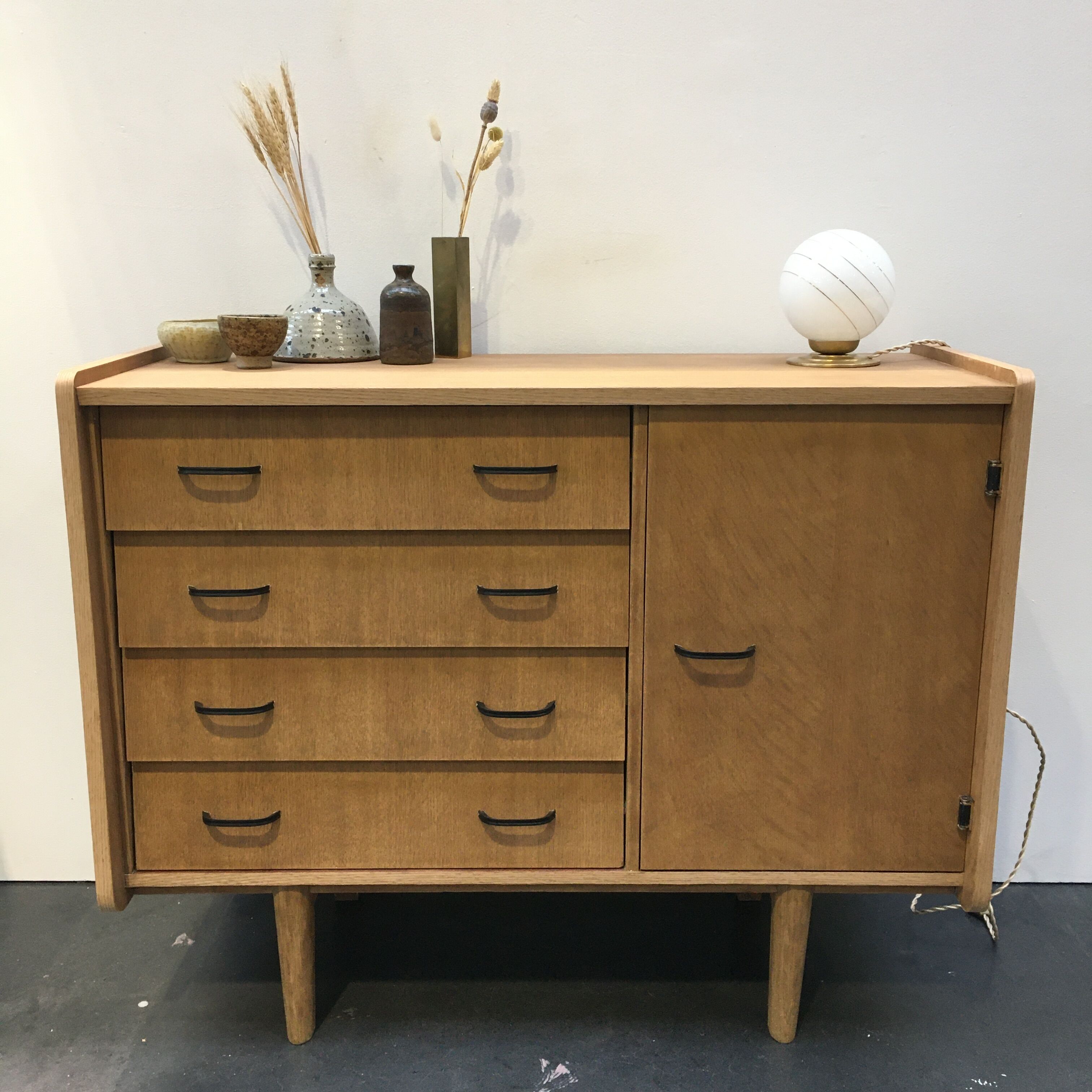 50s vintage oak chest of drawers