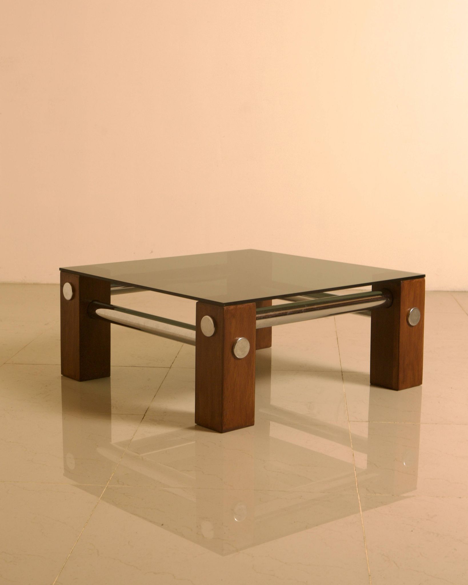 Coffee table in wood and smoked glass by Martin Visser for Spectrum 60s