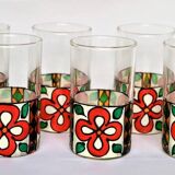 Set of 6 hand-painted tea glasses, floral pattern tea cup.