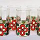 Set of 6 hand-painted tea glasses, floral pattern tea cup.