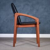 Armchair Model 23 in Teak and Black Leather by Henning Kjærnulf, Denmark, 1960s