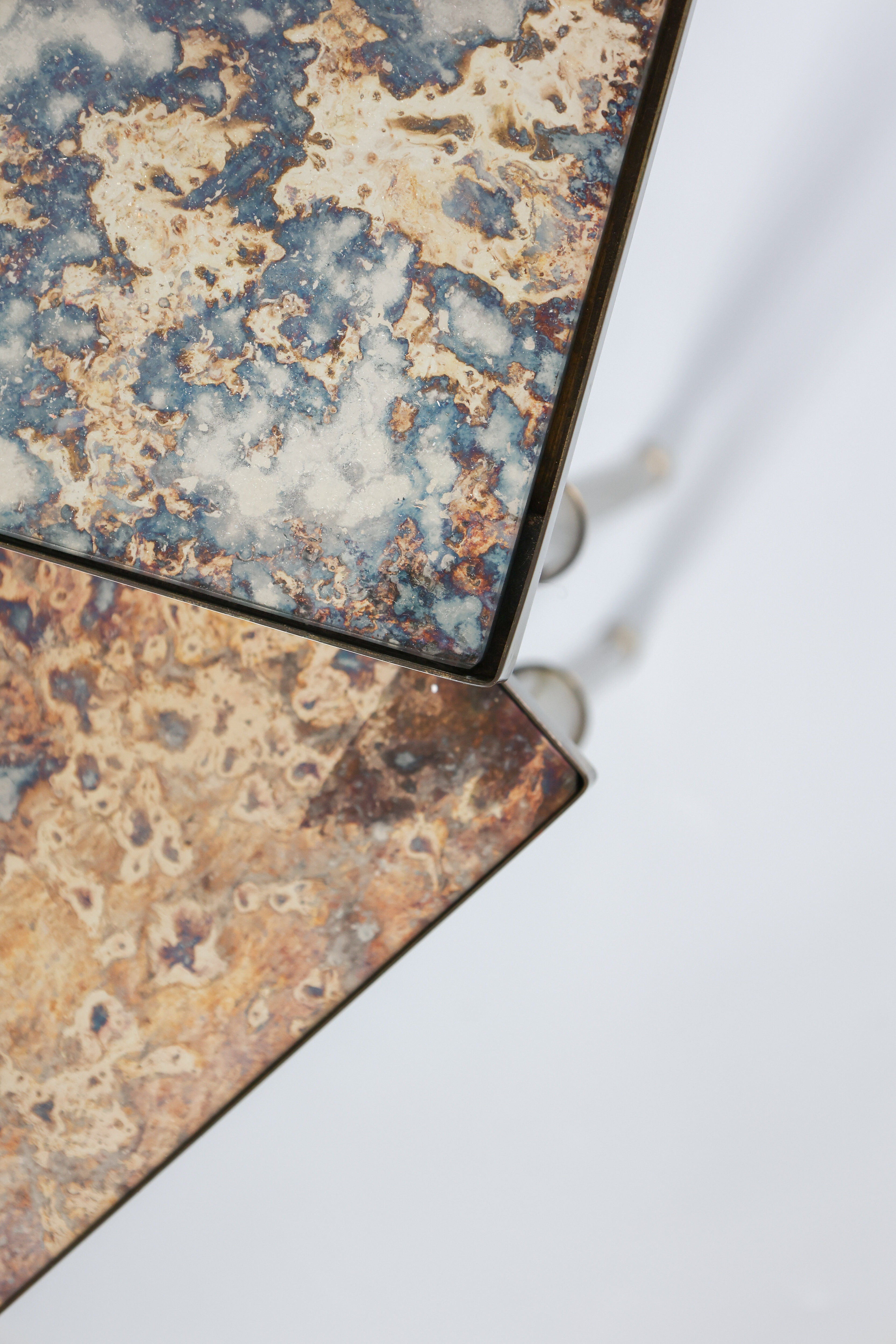 Églomisé glass nesting tables in neoclassical style, Belgium, 1960s