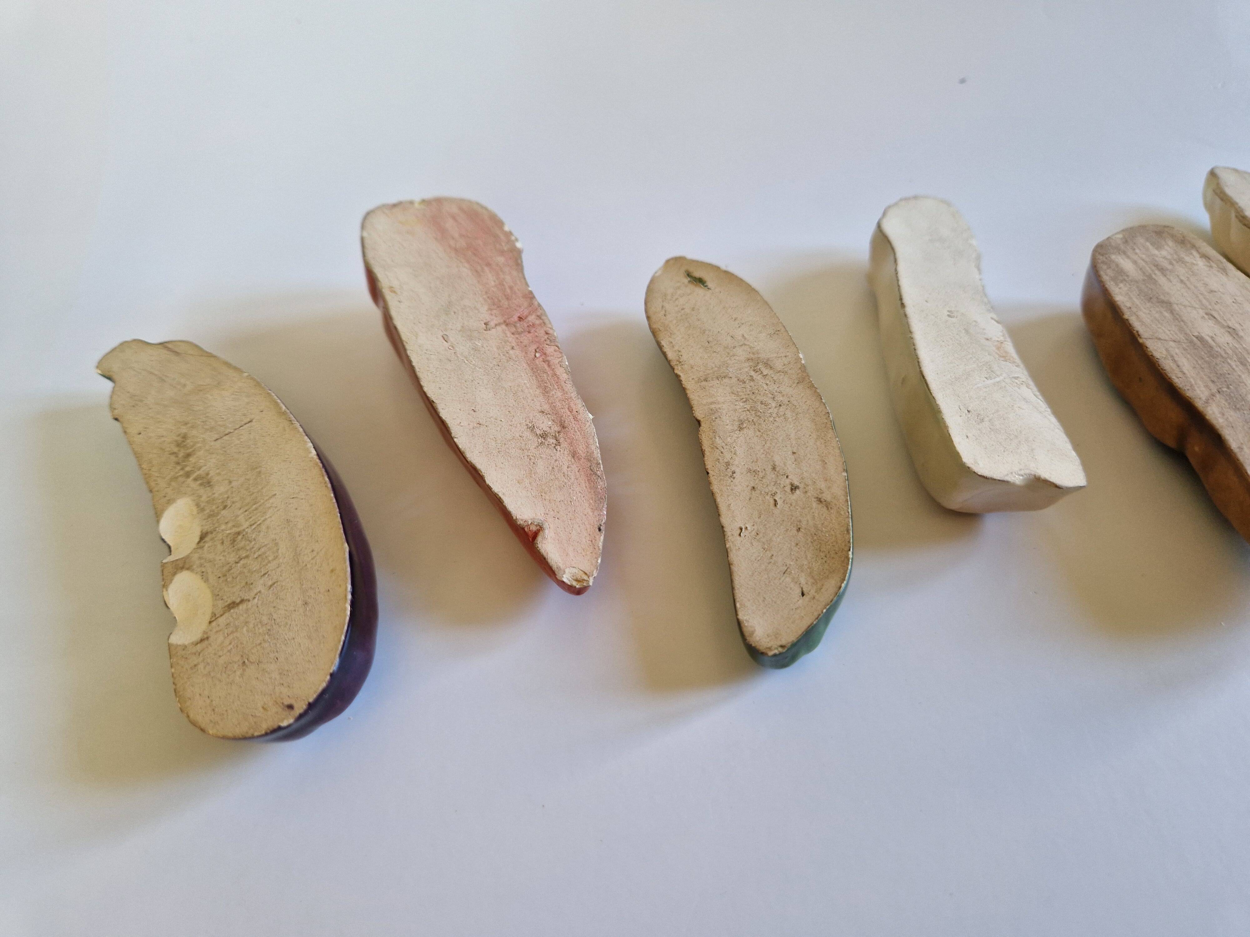 Set of 9 vintage ceramic vegetable knife holders