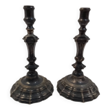 Pair of 18th century brass candlesticks