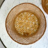 Trio of nesting baskets in woven wicker from the 70s