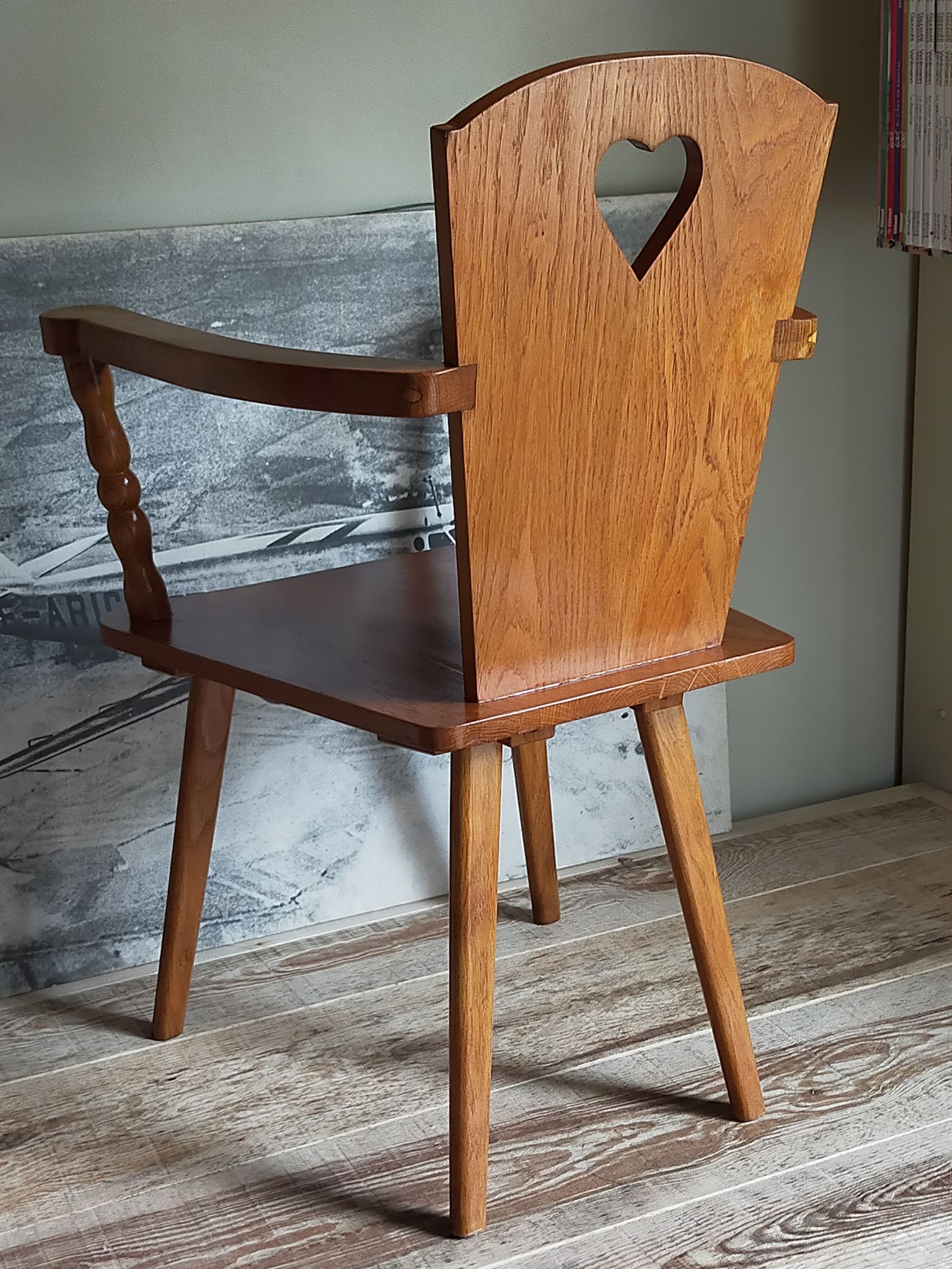 Art-popular armchair 50s in solid wood